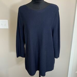 Talbots Women’s 3/4 Sleeve Sweater – Size XL – Navy – Cotton Blend (C117)
